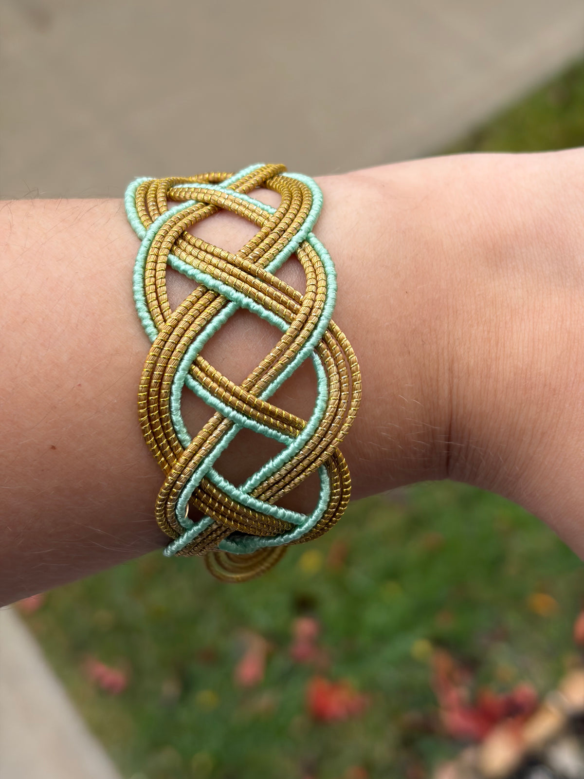 Braided Golden Grass Cuff Bracelet – Handmade Brazilian Statement Jewelry