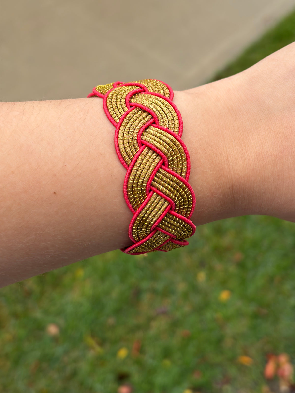 Braided Golden Grass Bracelet – Handmade Brazilian Statement Jewelry