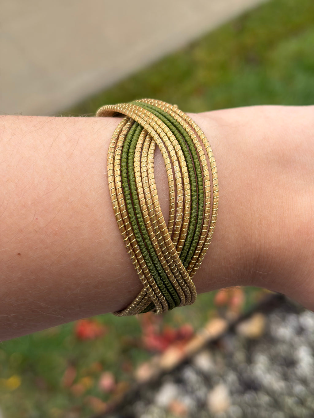 Golden Grass Multi-Strand Cuff Bracelet – Handmade Brazilian Jewelry