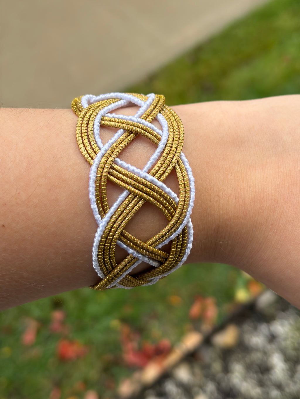 Braided Golden Grass Cuff Bracelet – Handmade Brazilian Statement Jewelry