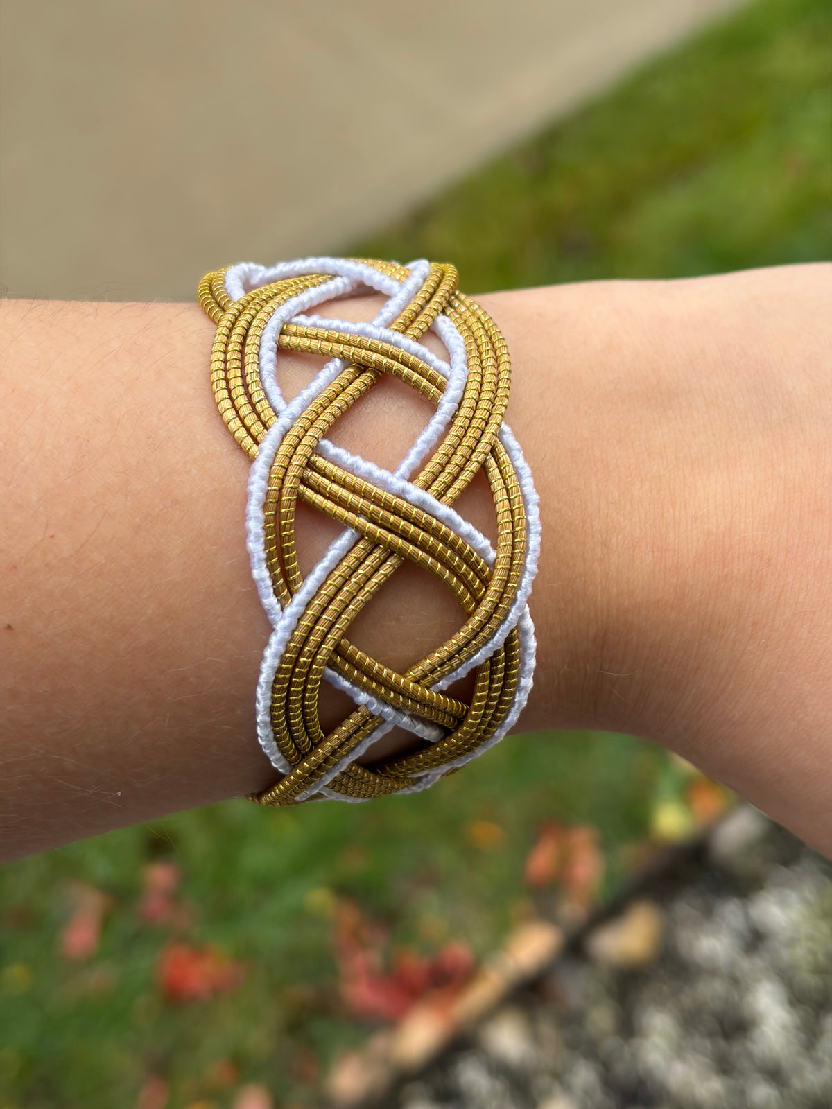 Braided Golden Grass Cuff Bracelet – Handmade Brazilian Statement Jewelry
