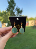 Gold Bezel Drop Earrings with Natural Gemstones, Handmade Statement Jewelry