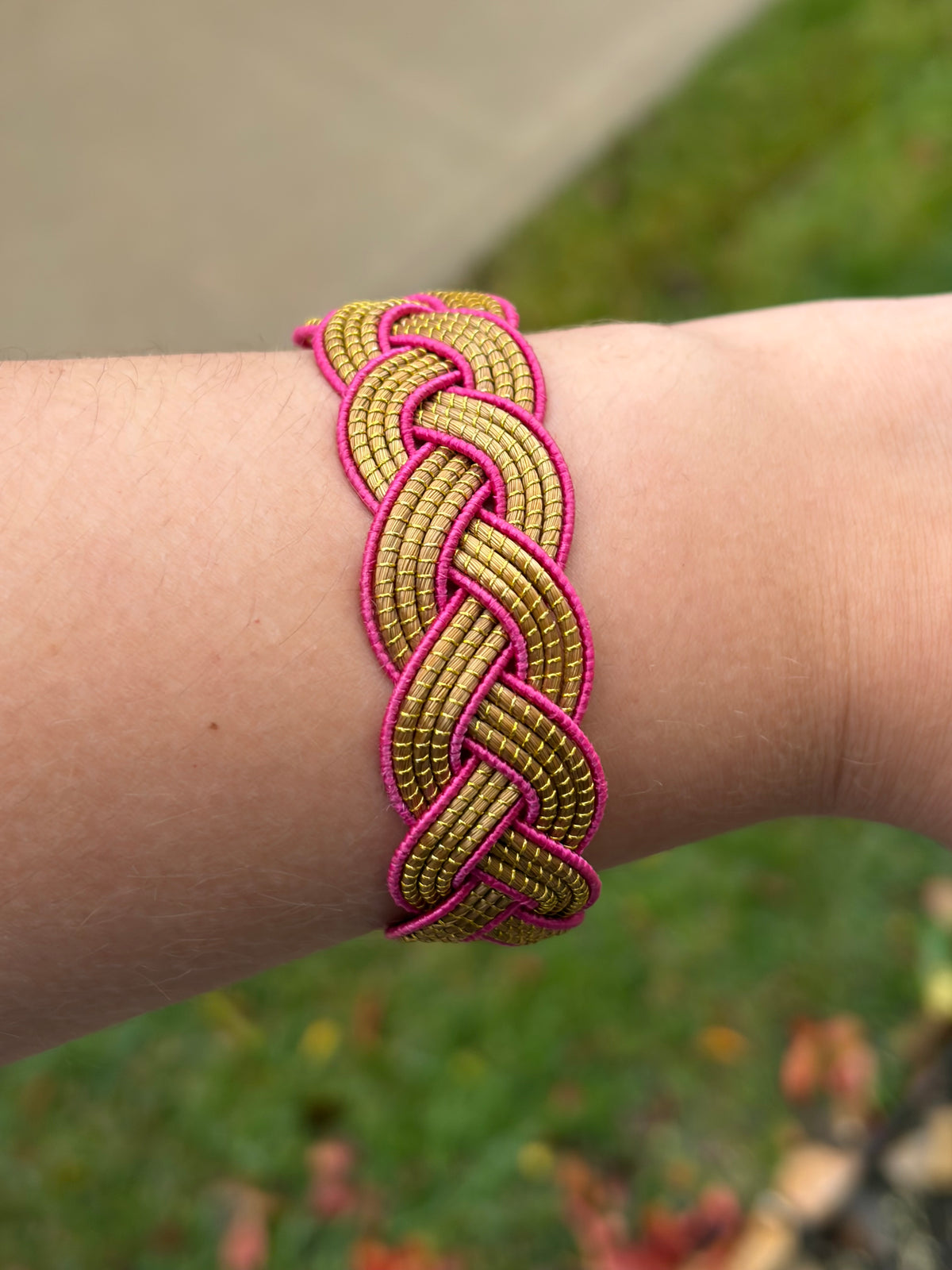 Braided Golden Grass Bracelet – Handmade Brazilian Statement Jewelry