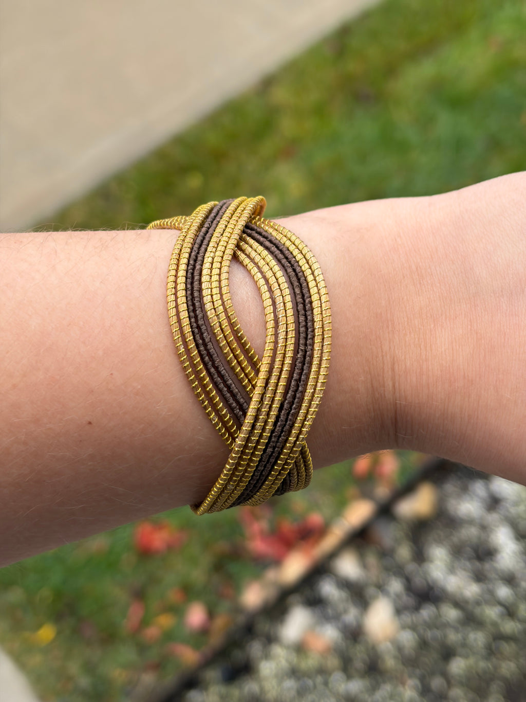 Golden Grass Multi-Strand Cuff Bracelet – Handmade Brazilian Jewelry
