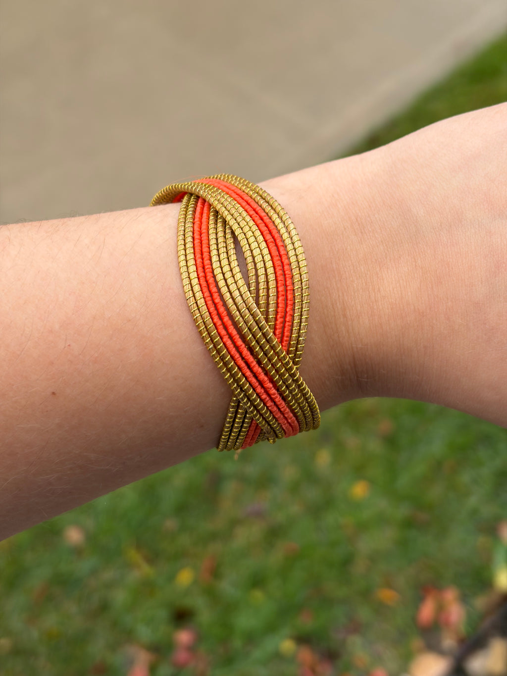 Golden Grass Multi-Strand Cuff Bracelet – Handmade Brazilian Jewelry