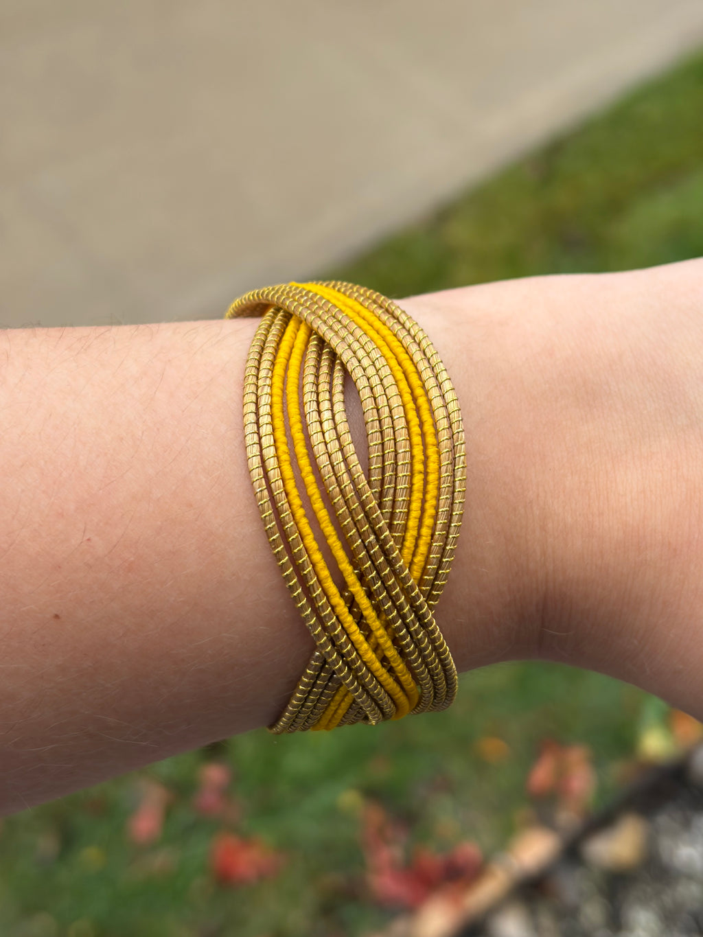 Golden Grass Multi-Strand Cuff Bracelet – Handmade Brazilian Jewelry