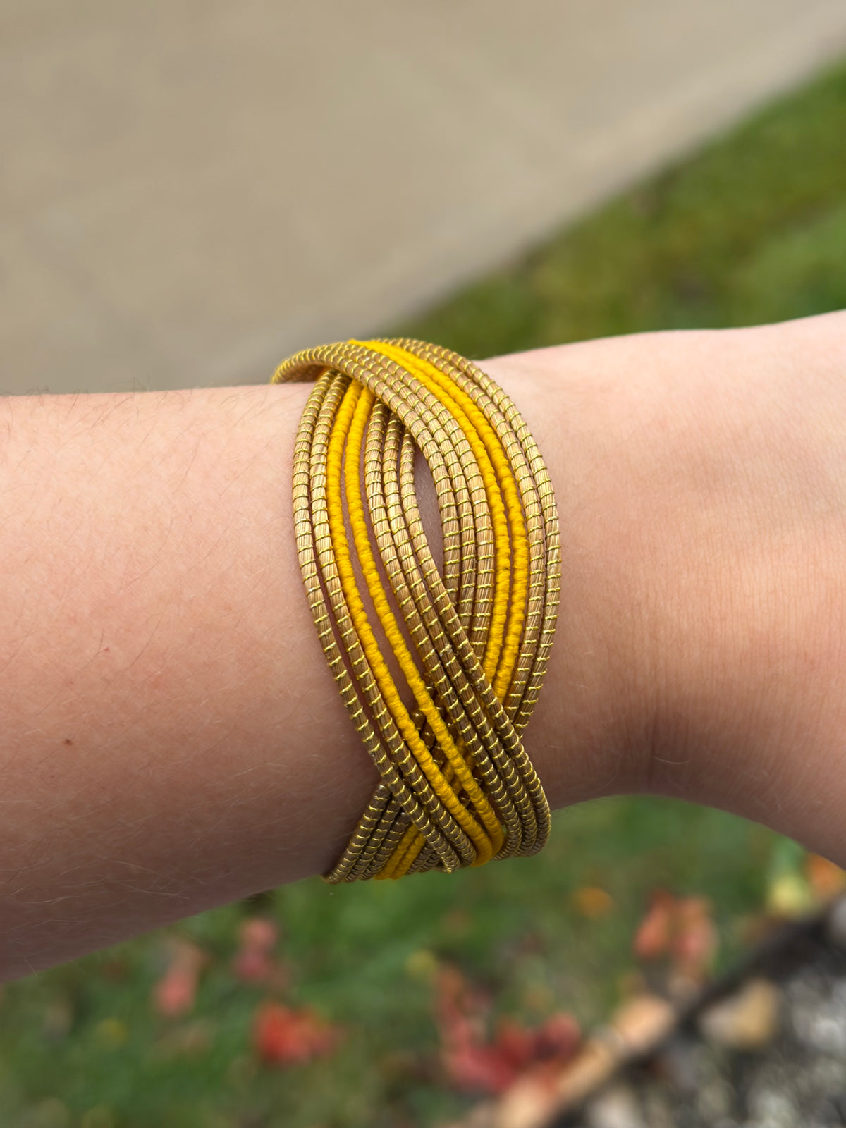 Golden Grass Multi-Strand Cuff Bracelet – Handmade Brazilian Jewelry