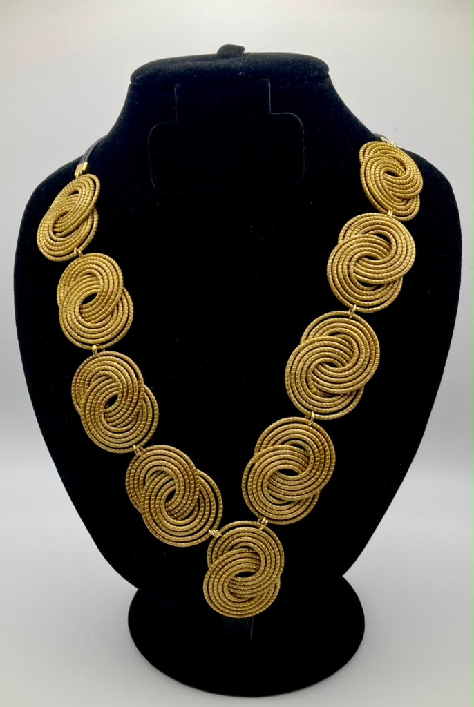 Handcrafted Brazilian Golden Grass Statement Necklace | Artisan Jewelry | Lightweight Natural Fiber Necklace
