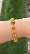 Carnelian Clover Charm Bracelet – Brazilian Golden Grass Jewelry