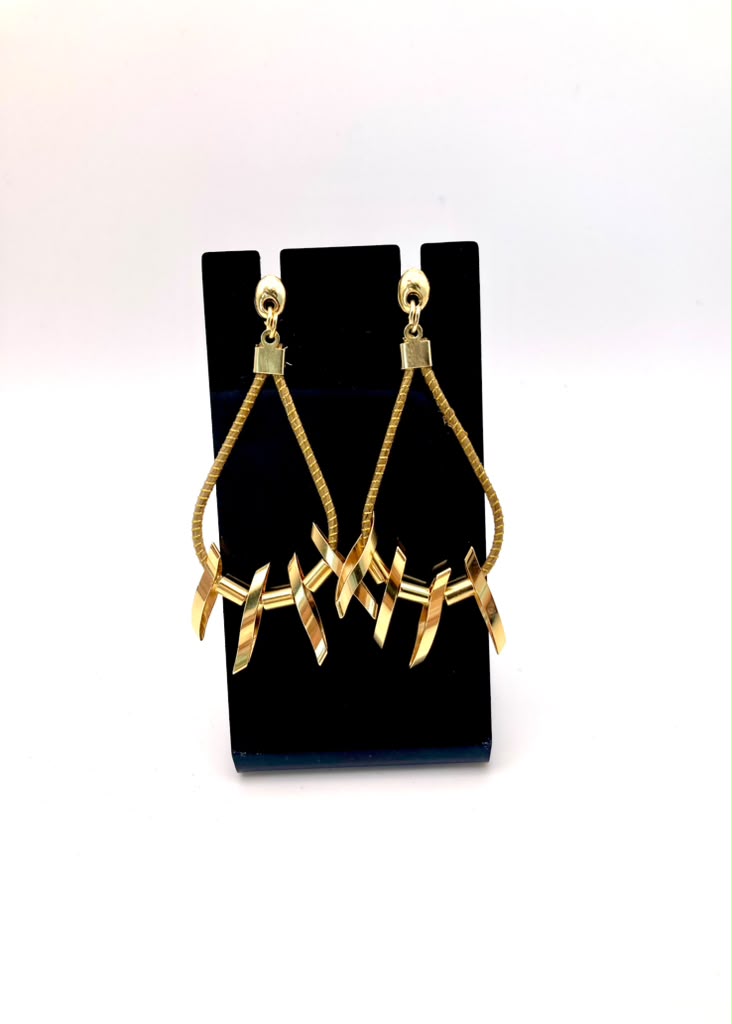 Golden Grass Teardrop Earrings – Gold-Tone Twist Statement Jewelry  Copy title