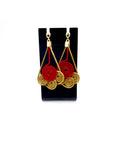 Red Spiral Teardrop Earrings – Handmade Brazilian Golden Grass Jewelry  Copy title