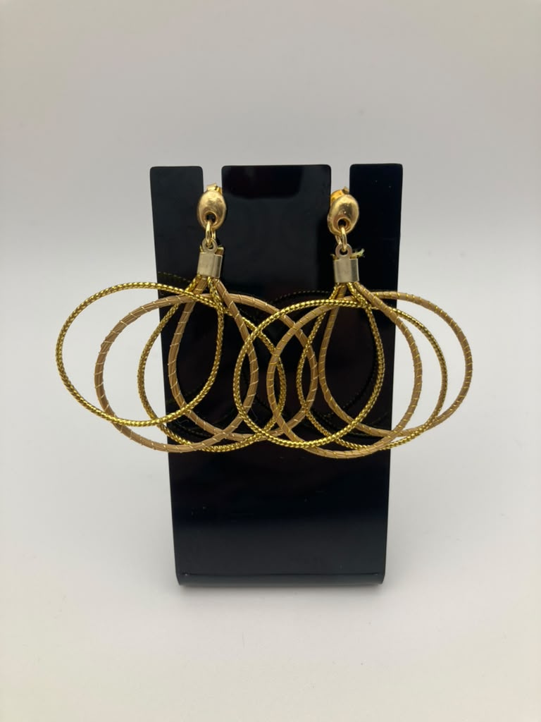 Layered Loop Statement Earrings – Handmade Brazilian Golden Grass Hoops  Copy title