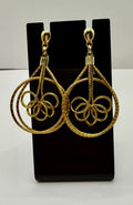 Golden Grass Floral Teardrop Earrings – Handmade Brazilian Statement Jewelry  Copy title