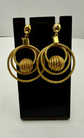 Golden Grass Double Circle Earrings – Handmade Geometric Statement Jewelry  Copy title