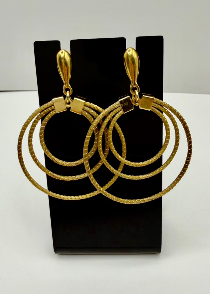 Golden Grass Triple Hoop Earrings – Handmade Brazilian Statement Jewelry  Copy title