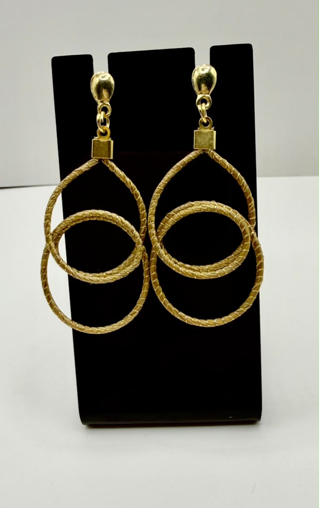 Golden Grass Double Loop Teardrop Earrings – Handmade Brazilian Jewelry  Copy title