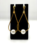 Golden Grass Pearl Teardrop Earrings – Handmade Brazilian Statement Jewelry  Copy title