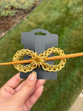 Braided Golden Grass Flower Hair Stick – Handmade Wooden Hair Pin