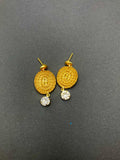 Handmade Golden Grass Earrings with Crystal Drop  Brazilian Jewelry