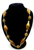 Long Golden Grass Necklace  Handmade Sustainable Brazilian Jewelry, Slip-On Statement Necklace