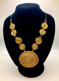 Golden Grass Spiral Pendant Necklace  Handmade Brazilian Jewelry with Clasp, Sustainable Statement Necklace