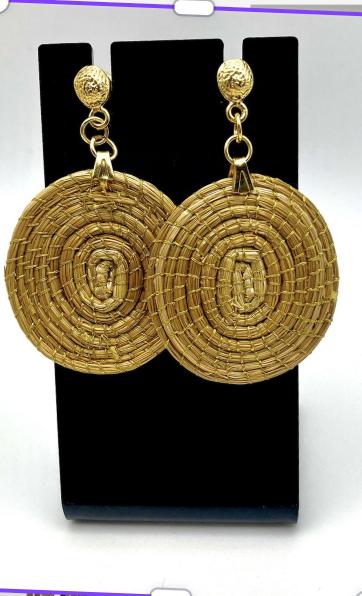 Handmade Golden Grass Mandala Earrings  Brazilian Boho Jewelry