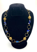 Golden Grass Lapis Lazuli Necklace  Handmade Brazilian Statement Jewelry