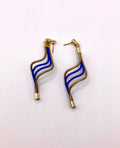 Golden Grass Blue Wave Earrings | Handmade Brazilian Jewelry | Lightweight Eco-Friendly Earrings