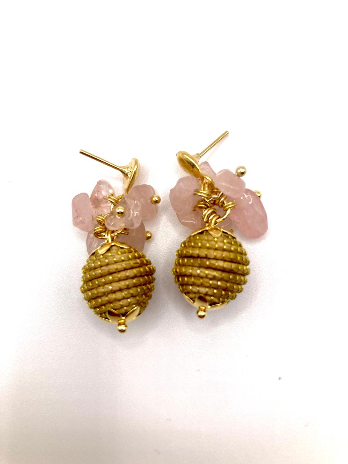 Golden Grass Amethyst Earrings | Handmade Brazilian Jewelry | Lightweight Eco-Friendly Earrings