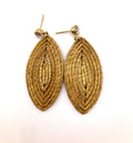 Golden Grass Leaf Earrings | Handmade Brazilian Jewelry | Lightweight Eco-Friendly Earrings