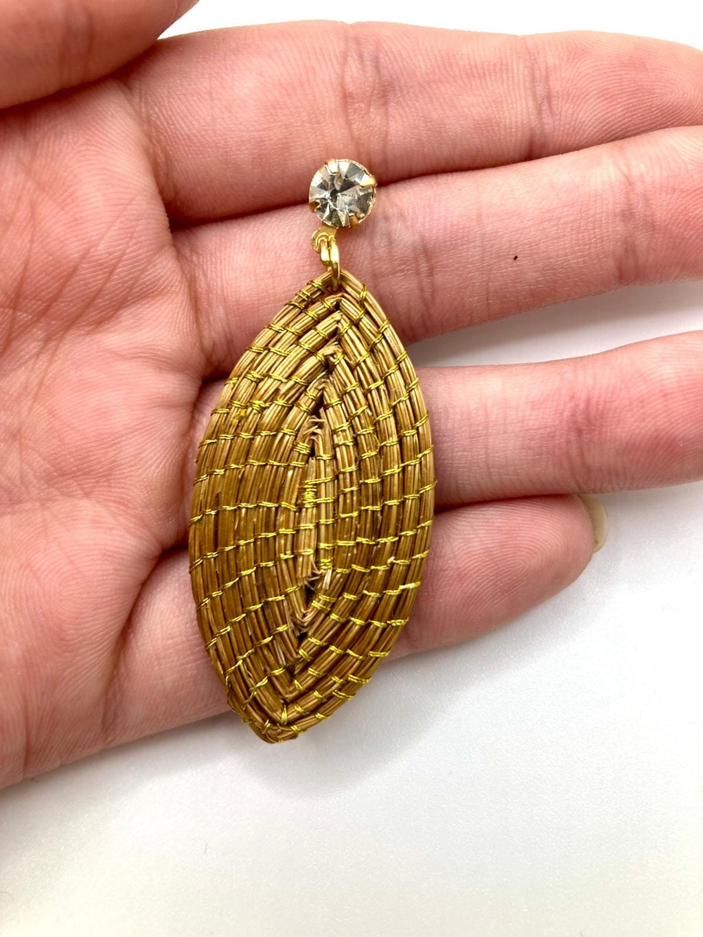 Golden Grass Leaf Earrings | Handmade Brazilian Jewelry | Lightweight Eco-Friendly Earrings