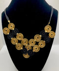 Golden Grass Circle Necklace  Brazilian Capim Dourado Statement Necklace  Handmade Eco-Friendly Jewelry