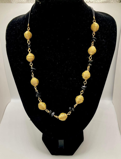 Capim Dourado Necklace  Brazilian Golden Grass Jewelry with Quartz