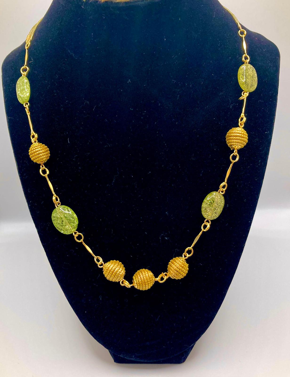 Capim Dourado Necklace with Natural Green Quartz