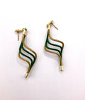Golden Grass Green Wave Earrings | Handmade Brazilian Jewelry | Lightweight Eco-Friendly Earrings