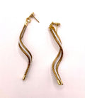 Golden Grass Thin White Wave Earrings | Handmade Brazilian Jewelry | Lightweight Eco-Friendly Earrings