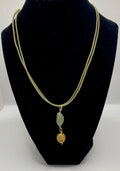 Golden Grass Necklace  Brazilian Capim Dourado with Natural Stone