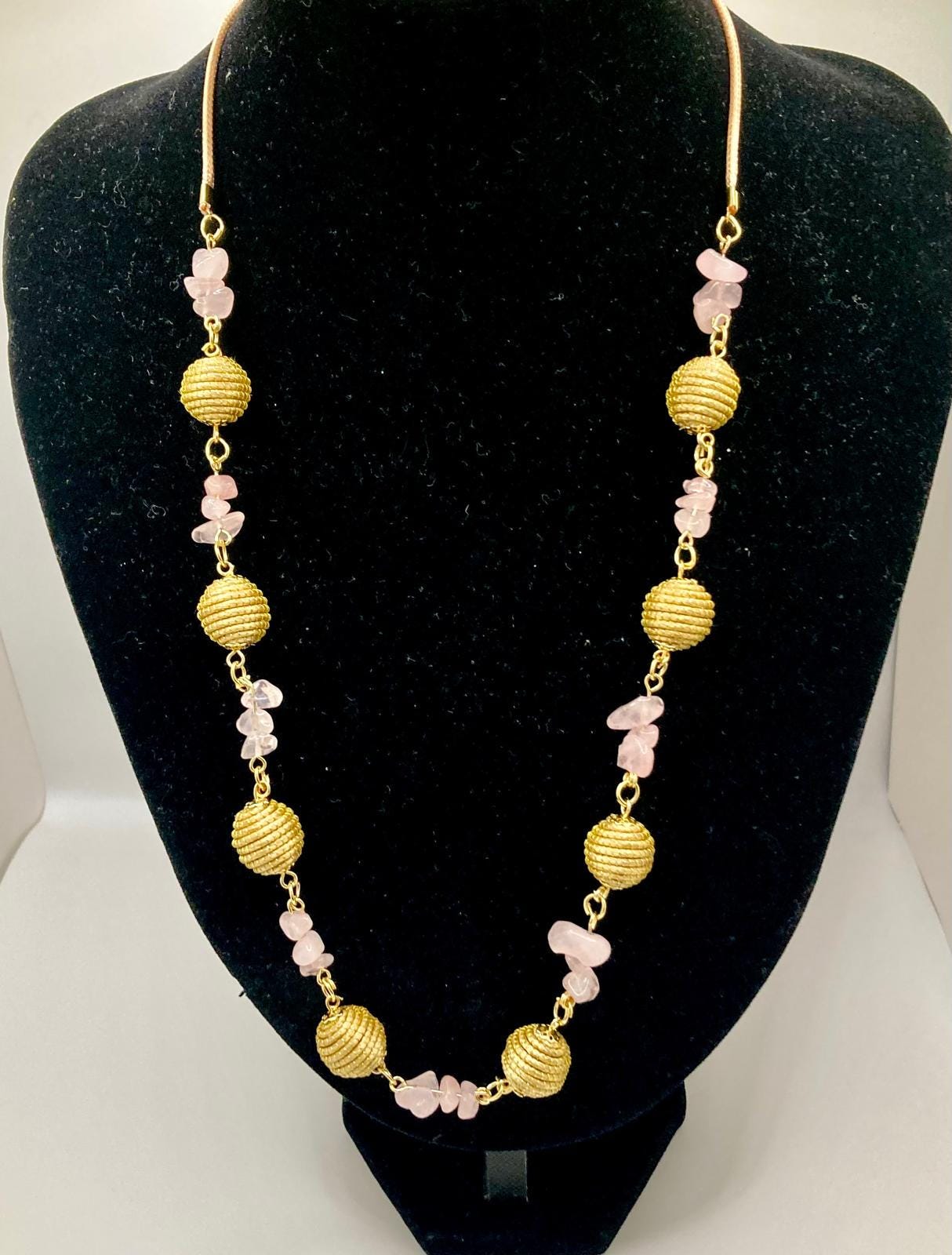 Capim Dourado Necklace  Brazilian Golden Grass Jewelry with Quartz