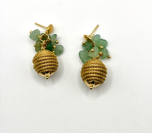 Golden Grass Amethyst Earrings | Handmade Brazilian Jewelry | Lightweight Eco-Friendly Earrings