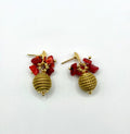Golden Grass Red Howlite Earrings | Handmade Brazilian Jewelry | Lightweight Eco-Friendly Earrings