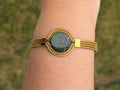 Golden Grass Adjustable Bracelet with Natural Stone  Minimal Handmade Brazilian Jewelry, Everyday Statement Bracelet