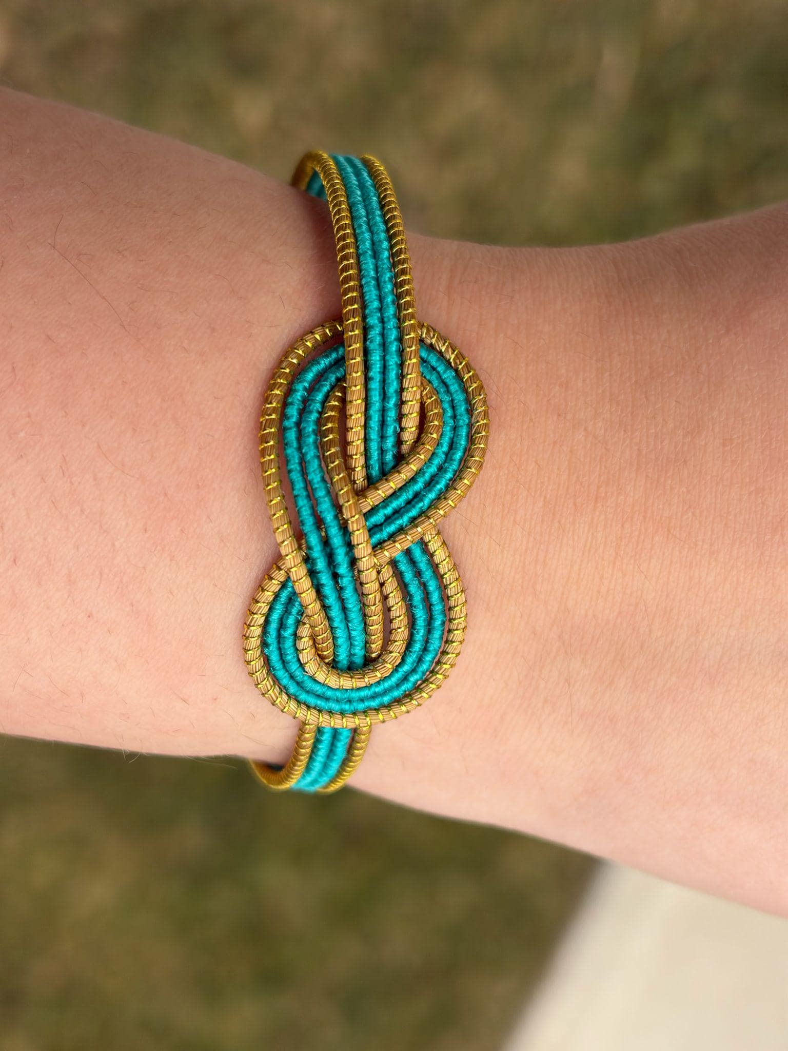 Minimal Golden Grass Knot Bracelet  Handmade Adjustable Brazilian Jewelry, Everyday Woven Bracelet