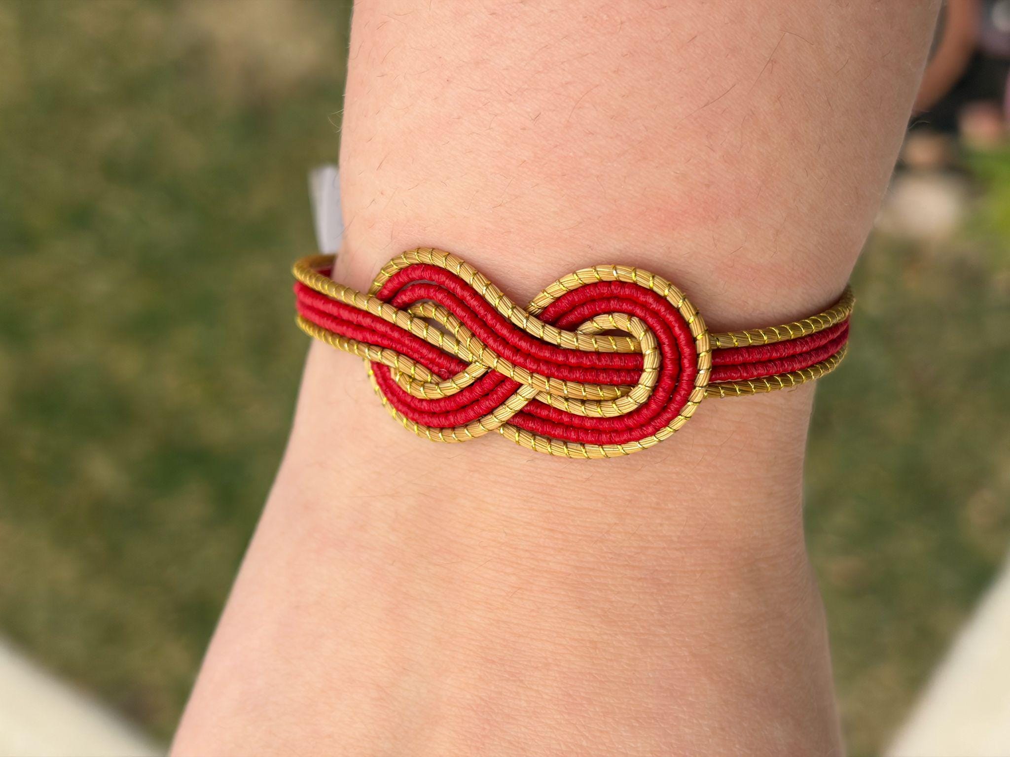 Minimal Golden Grass Knot Bracelet  Handmade Adjustable Brazilian Jewelry, Everyday Woven Bracelet