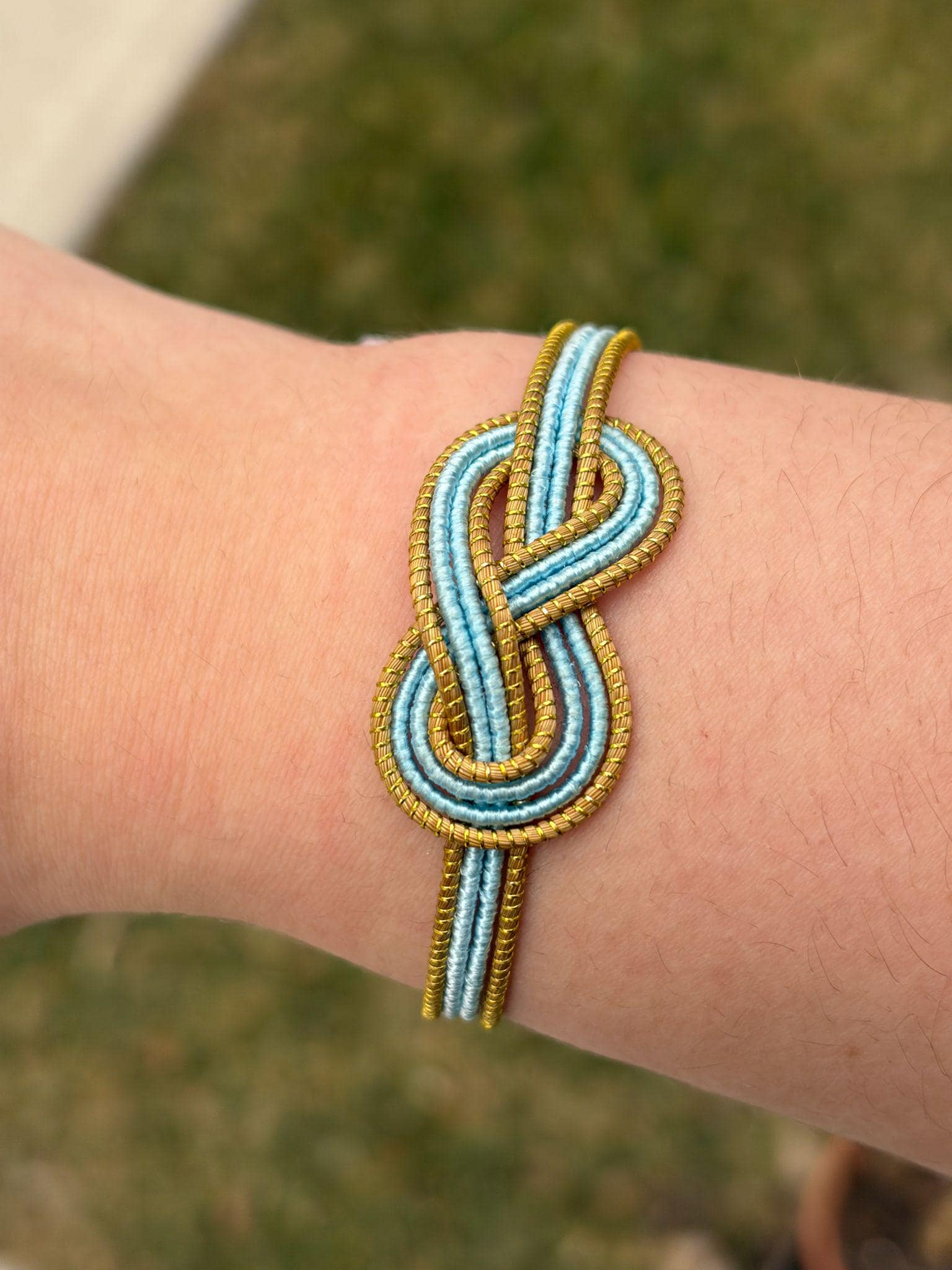 Minimal Golden Grass Knot Bracelet  Handmade Adjustable Brazilian Jewelry, Everyday Woven Bracelet