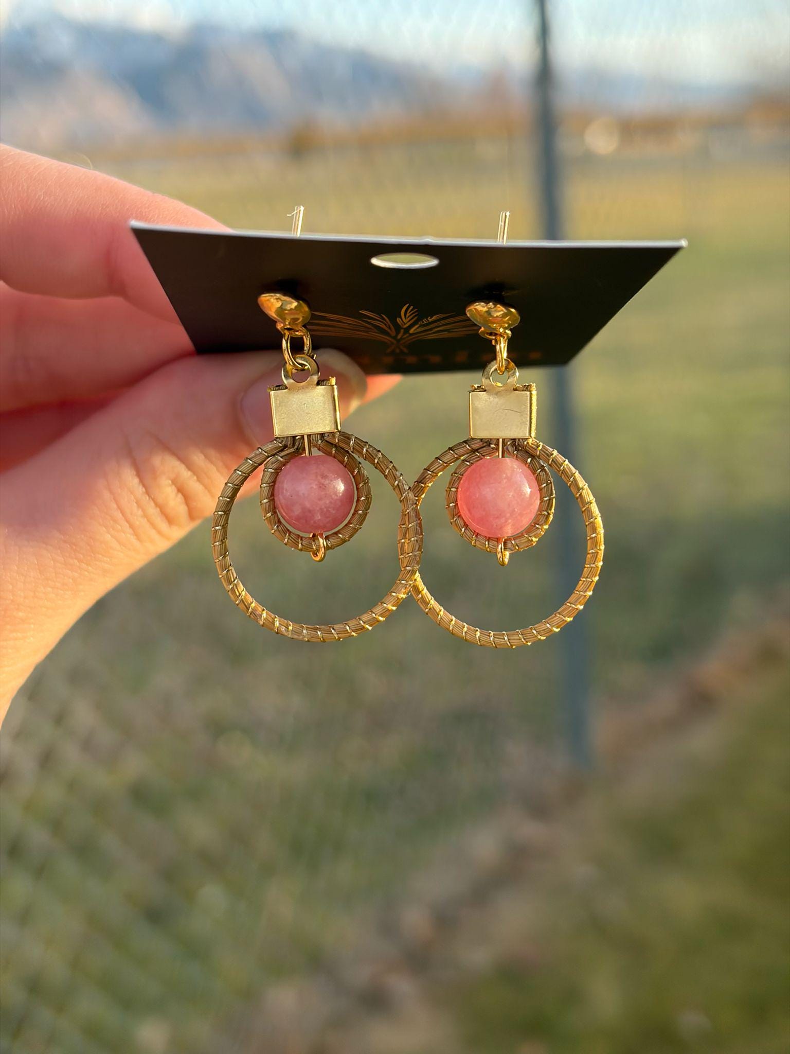 Golden Grass Earrings  Moonstone, Quartz, Jade, Tiger Eye  Brazilian Handmade Jewelry