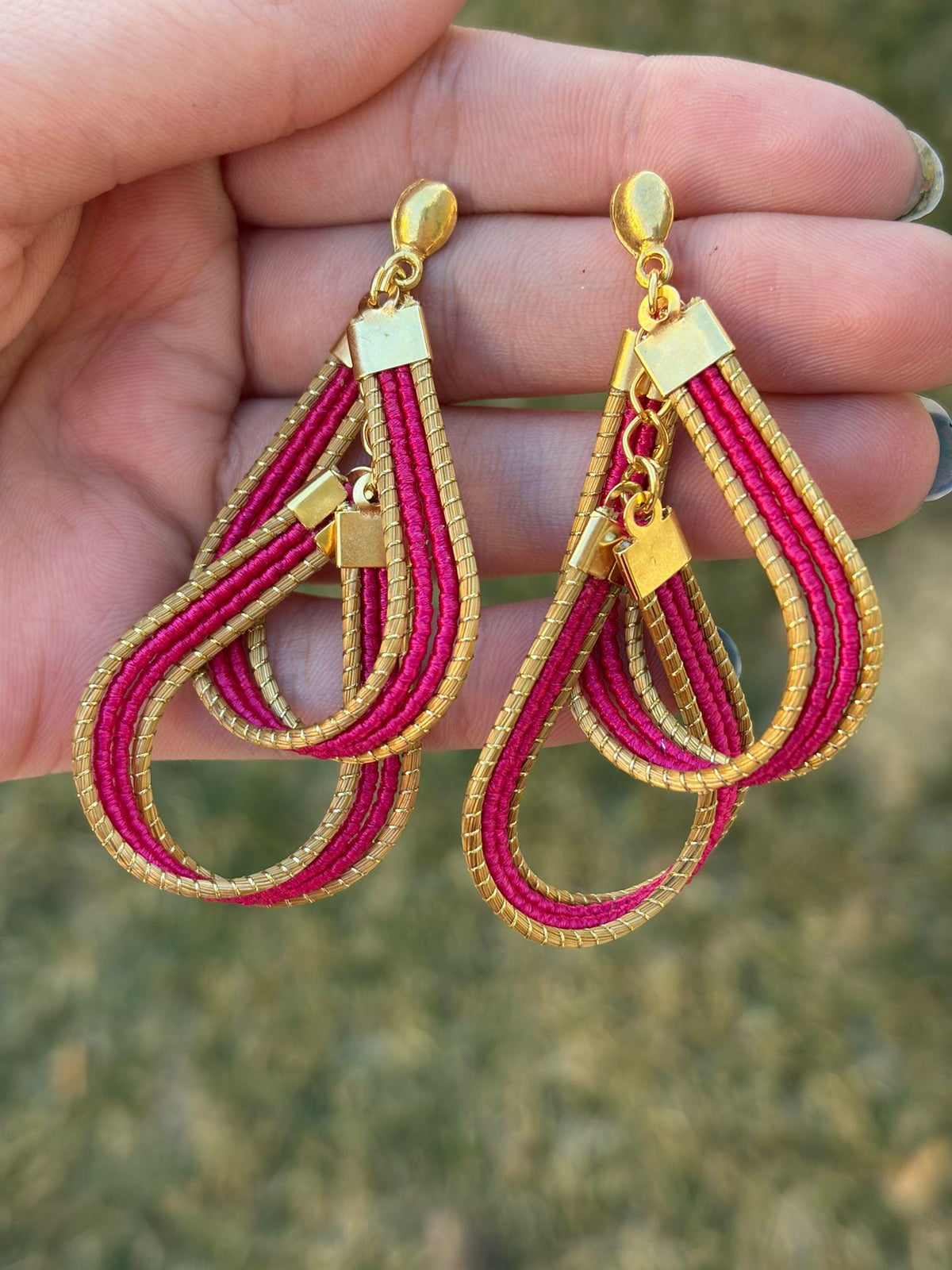 Handcrafted Brazilian Golden Grass Layered Loop Earrings | Lightweight Statement Earrings | Sustainable Artisan Jewelry
