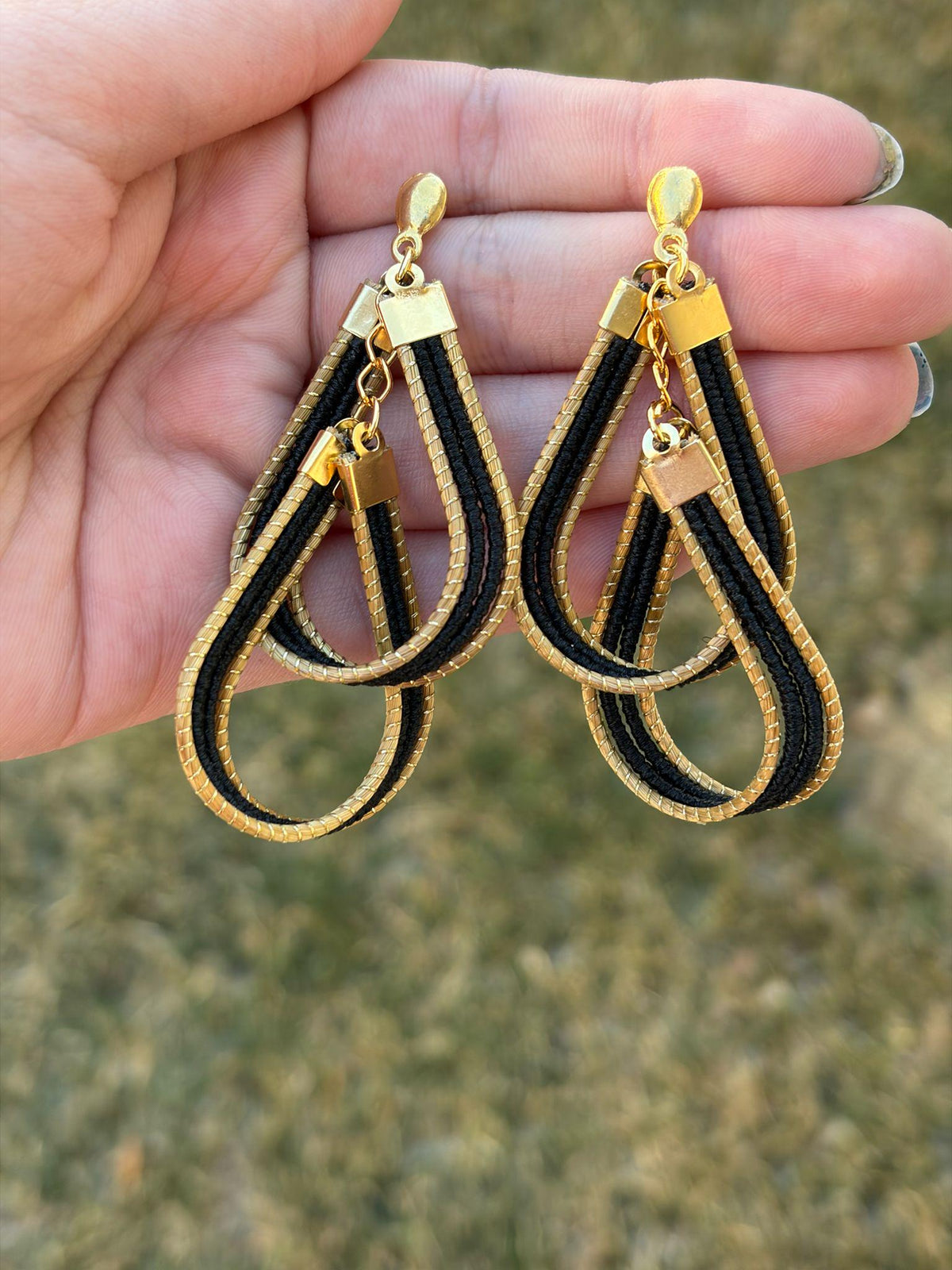 Handcrafted Brazilian Golden Grass Layered Loop Earrings | Lightweight Statement Earrings | Sustainable Artisan Jewelry