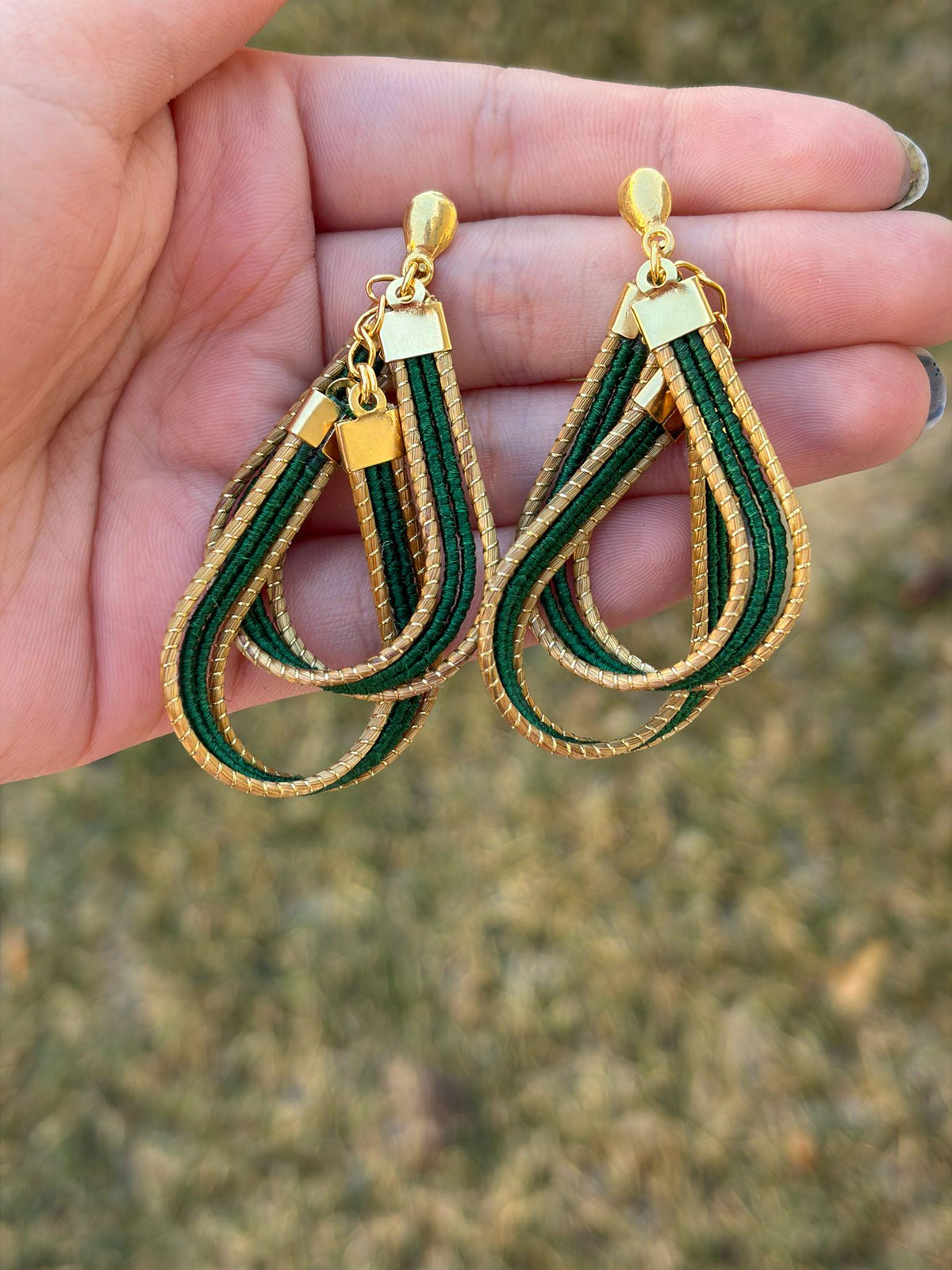 Handcrafted Brazilian Golden Grass Layered Loop Earrings | Lightweight Statement Earrings | Sustainable Artisan Jewelry