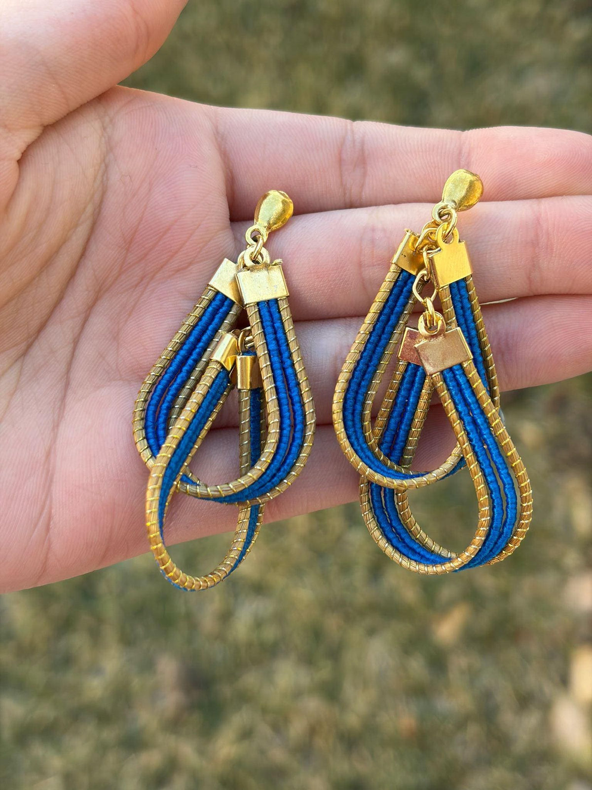 Handcrafted Brazilian Golden Grass Layered Loop Earrings | Lightweight Statement Earrings | Sustainable Artisan Jewelry