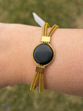 Adjustable Golden Grass Bracelet with Natural Stones  Handmade Minimal Brazilian Jewelry, Everyday Flexible Bracelet